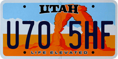 UT license plate U705HF