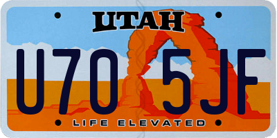 UT license plate U705JF