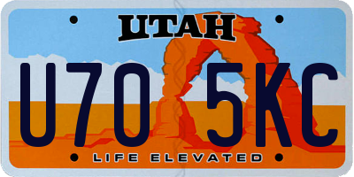 UT license plate U705KC