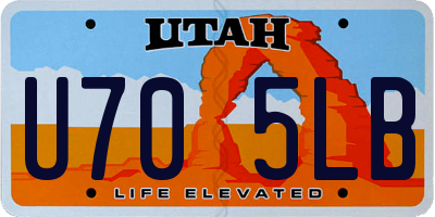 UT license plate U705LB