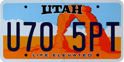 UT license plate U705PT