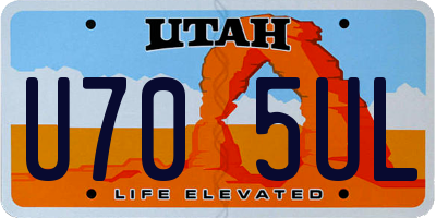 UT license plate U705UL