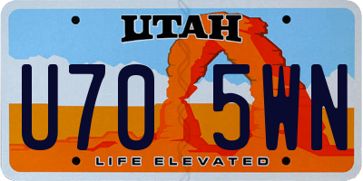 UT license plate U705WN