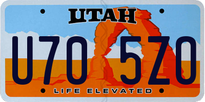 UT license plate U705ZO