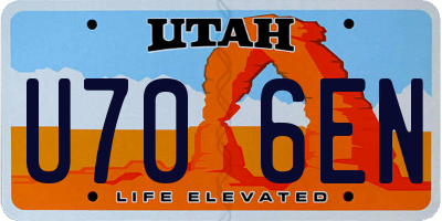 UT license plate U706EN