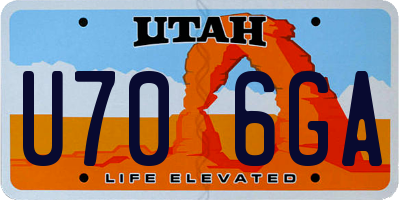 UT license plate U706GA