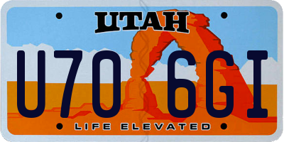 UT license plate U706GI