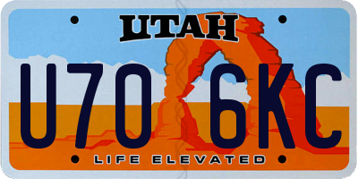UT license plate U706KC