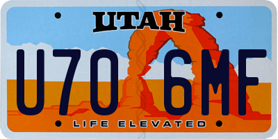 UT license plate U706MF