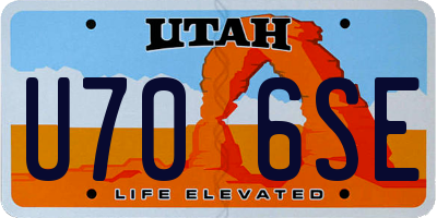UT license plate U706SE
