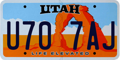 UT license plate U707AJ