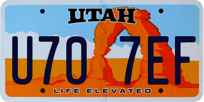 UT license plate U707EF