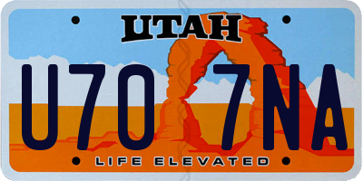 UT license plate U707NA