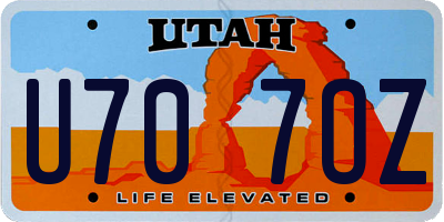 UT license plate U707OZ