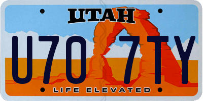 UT license plate U707TY