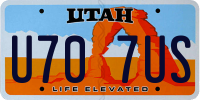 UT license plate U707US