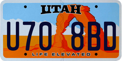 UT license plate U708BD