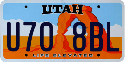 UT license plate U708BL