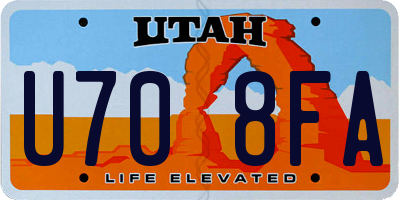 UT license plate U708FA