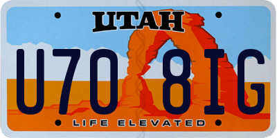 UT license plate U708IG