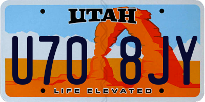 UT license plate U708JY
