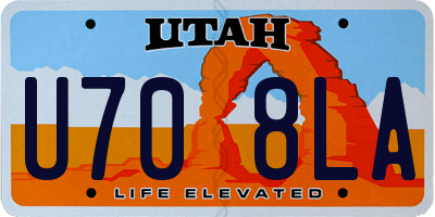 UT license plate U708LA