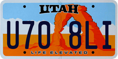 UT license plate U708LI