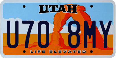 UT license plate U708MY