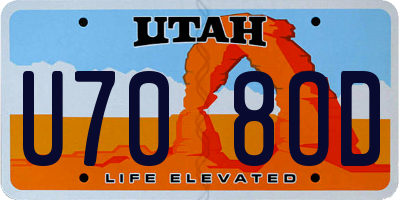 UT license plate U708OD