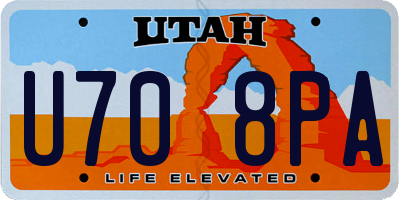 UT license plate U708PA