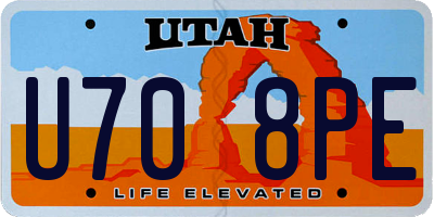 UT license plate U708PE