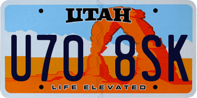 UT license plate U708SK