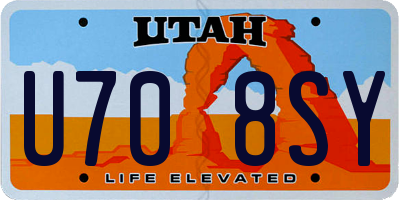 UT license plate U708SY