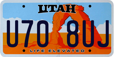 UT license plate U708UJ