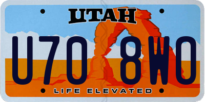 UT license plate U708WO