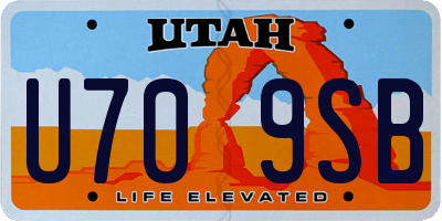 UT license plate U709SB