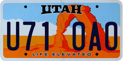 UT license plate U710AO