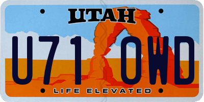 UT license plate U710WD