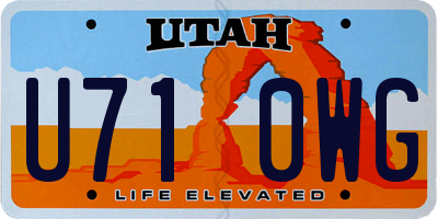 UT license plate U710WG