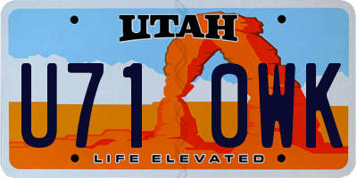 UT license plate U710WK
