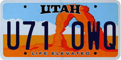 UT license plate U710WQ