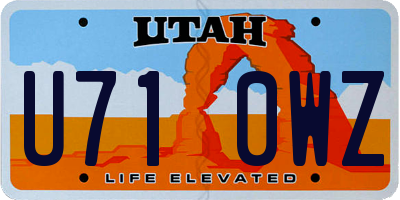 UT license plate U710WZ