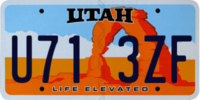 UT license plate U713ZF