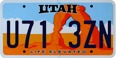 UT license plate U713ZN