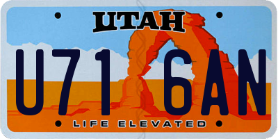 UT license plate U716AN