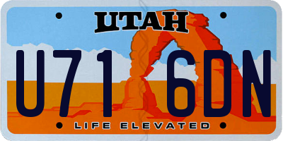 UT license plate U716DN