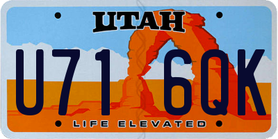 UT license plate U716QK