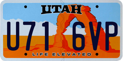 UT license plate U716VP