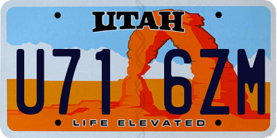 UT license plate U716ZM