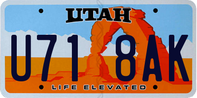 UT license plate U718AK